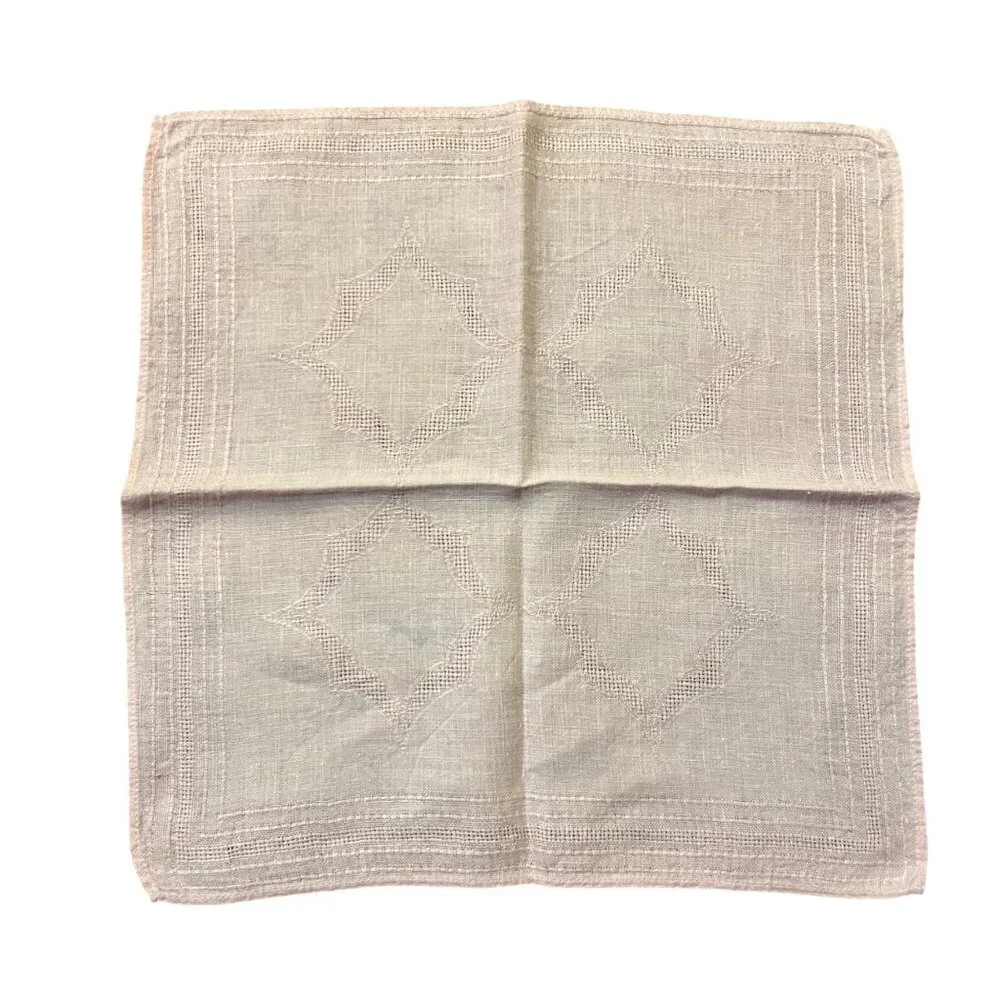 Vintage Linen Napkins Set 6 Blush Pink Peach Hemstitch 15